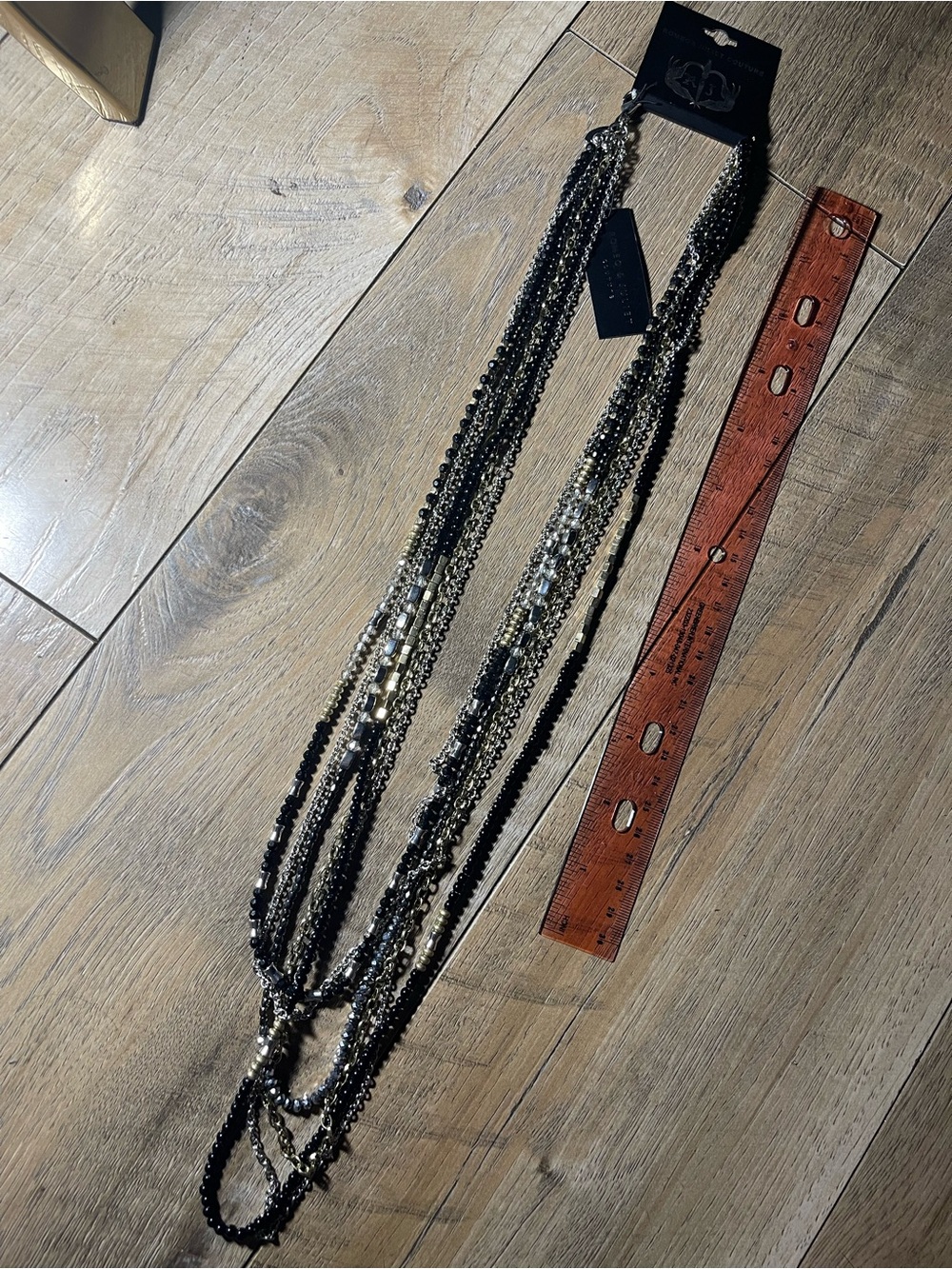 Romeo & Juliet Couture Black and Gold Multi-Strand Layered Necklace
